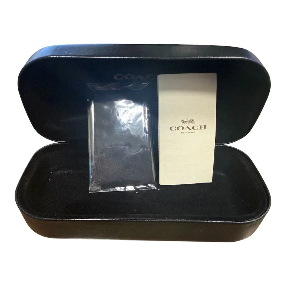 Coach Black Hard Clamshell Sunglasses Eyeglasses Case with Cleaning Cloth